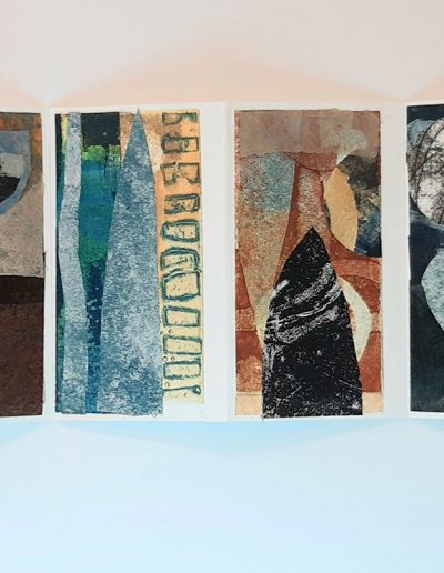 And Iona Shall be as it was, Concertina Book, Hand Printed Paper, Collage, 15cm x 8cm closed, opens to 60cm x 8cm