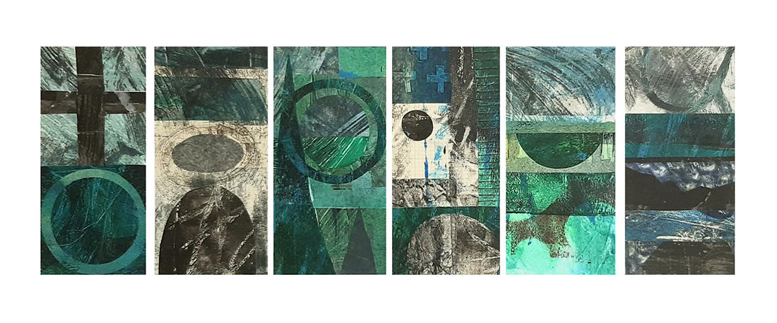 Equinox, Hand Printed Paper, Collage, 48cm x 16cm (unframed)