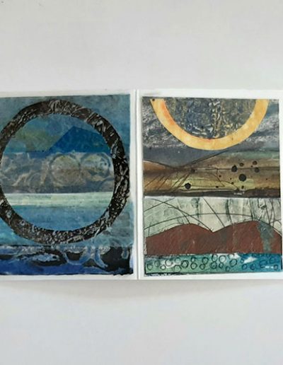 Hebridean Journey, Concertina Book, Hand Printed Paper, Collage, 8cm x 8cm closed, opens to 60cm x 8cm