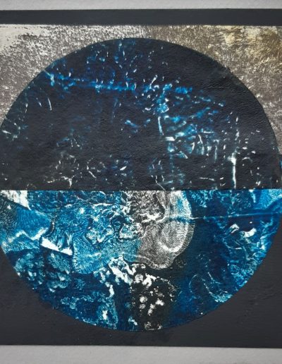 Moon Prayer, Monoprint, Collage, 20cm x 20cm (unframed)