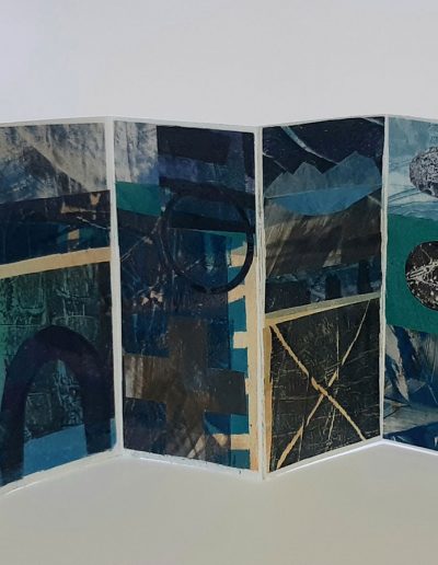 North End, Concertina Book, Hand Printed Paper, Collage, 15cm x 8cm closed, opens to 60cm x 15cm