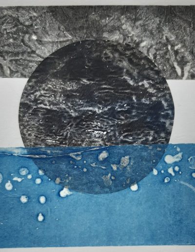Snow Moon, Collagraph Print, Collage, 20cm x 20cm (unframed)
